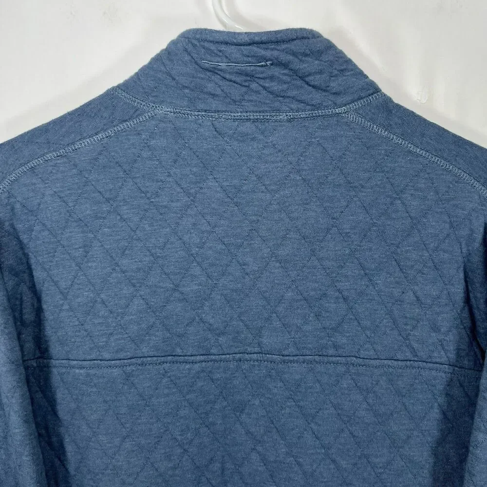 J.Crew Quilted 1/4 Zip Pullover Sweater Mens Size Medium Blue Zipper Pockets